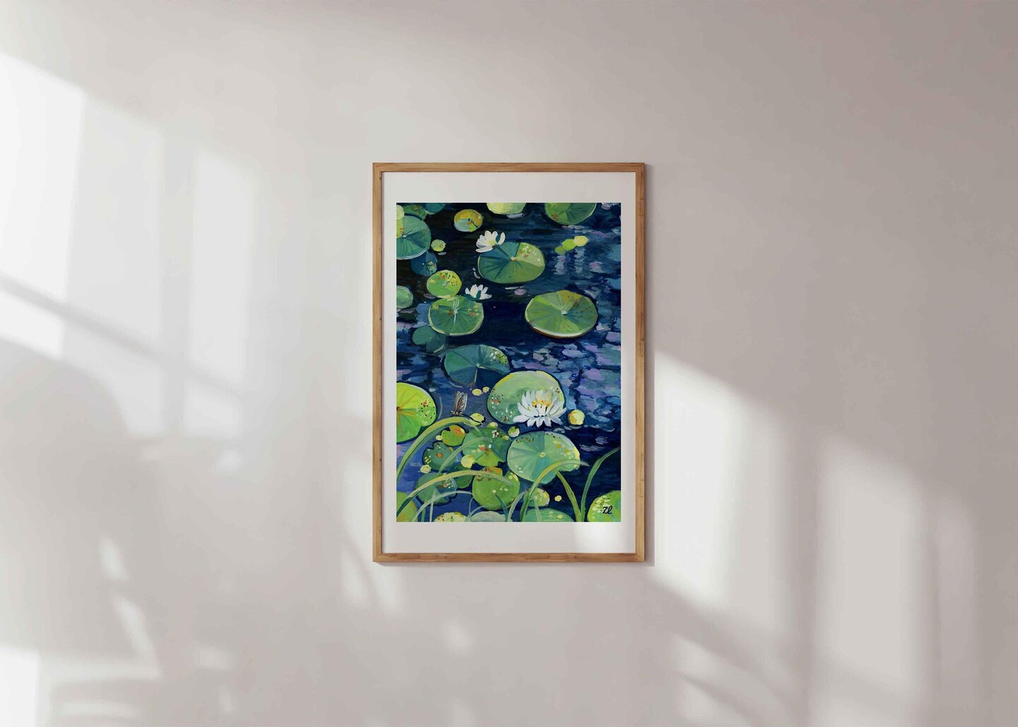 Gouache painting- Tranquility- Water lily - Lotus art- Botanical art - Flower illustration- Nature Art- Floral Painting - Housewarming product 5