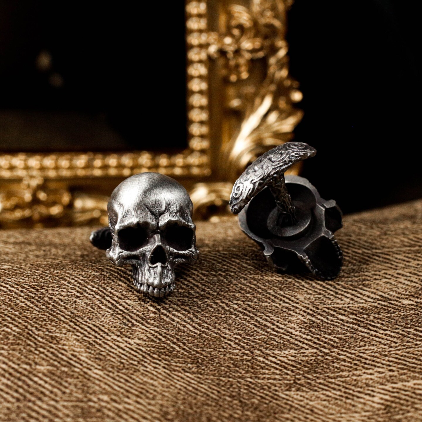 925 Silver Skull Cufflinks, Goth Wedding Groomsmen Gift