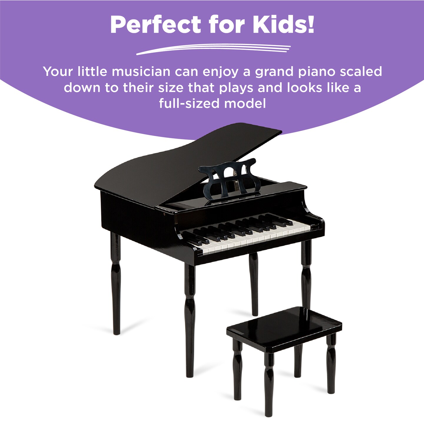 Best Choice Products Kids Classic 30-Key Mini Piano w/ Lid, Bench, Folding Music Rack, Song Book, Stickers