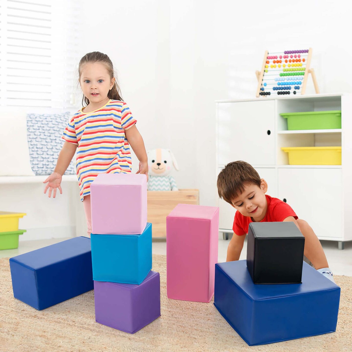 Costway 7 PCS Foam Building Blocks Colorful Climbing Foam Soft Cubes for Kids