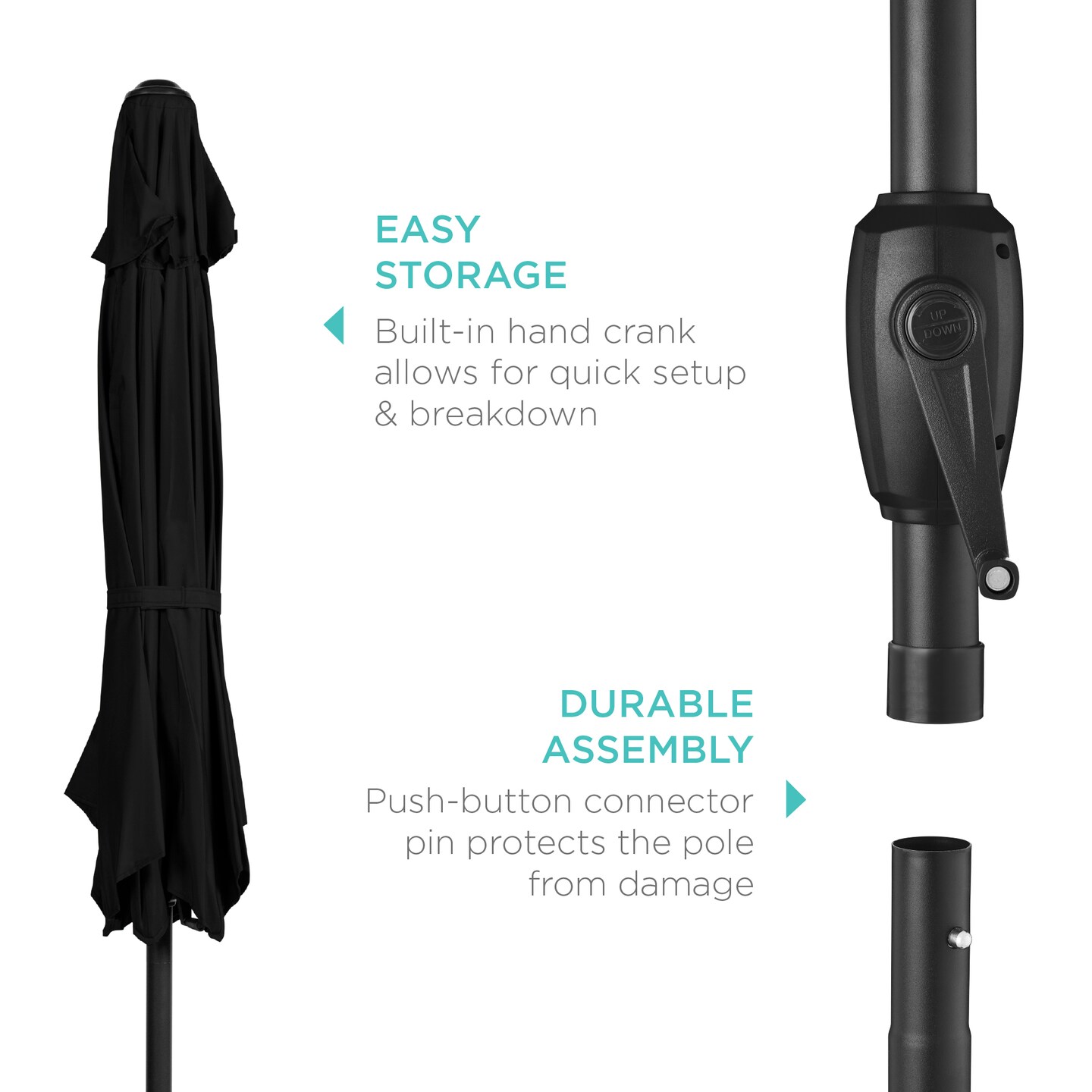 Best Choice Products 7.5ft Heavy-Duty Outdoor Market Patio Umbrella w/ Push Button Tilt, Easy Crank