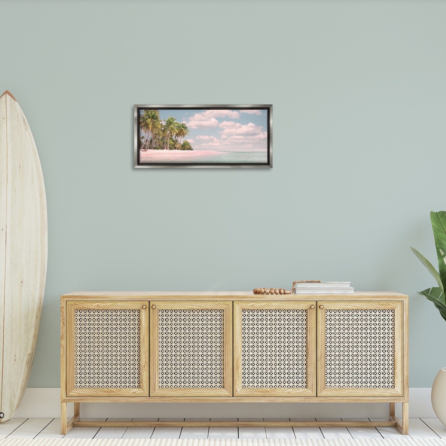 Stupell Industries Clear Water Tropical Beach Coast Framed Floater Canvas Wall Art