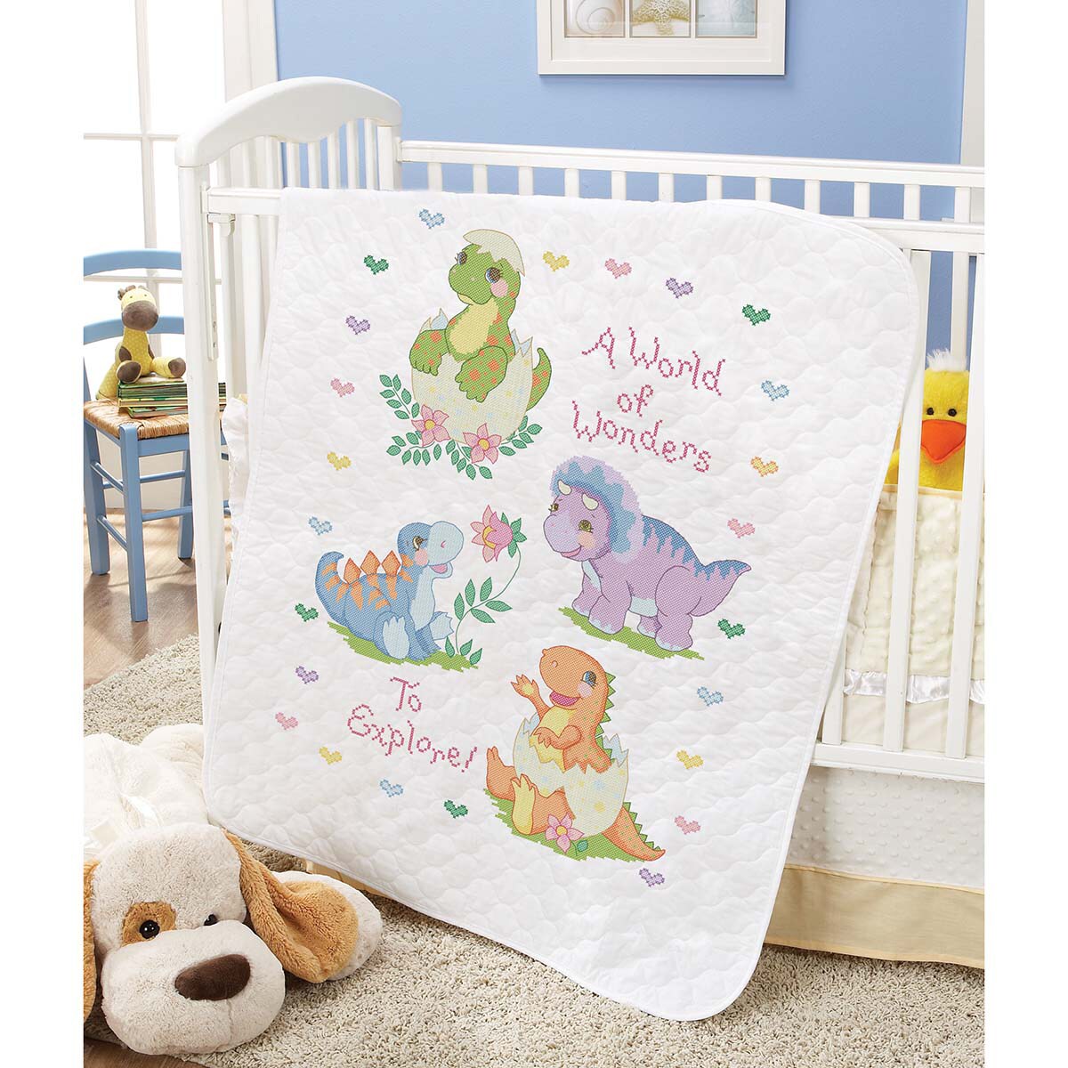 Baby by Herrschners  Pre-Quilted A World of Wonders Quilt Stamped Cross-Stitch