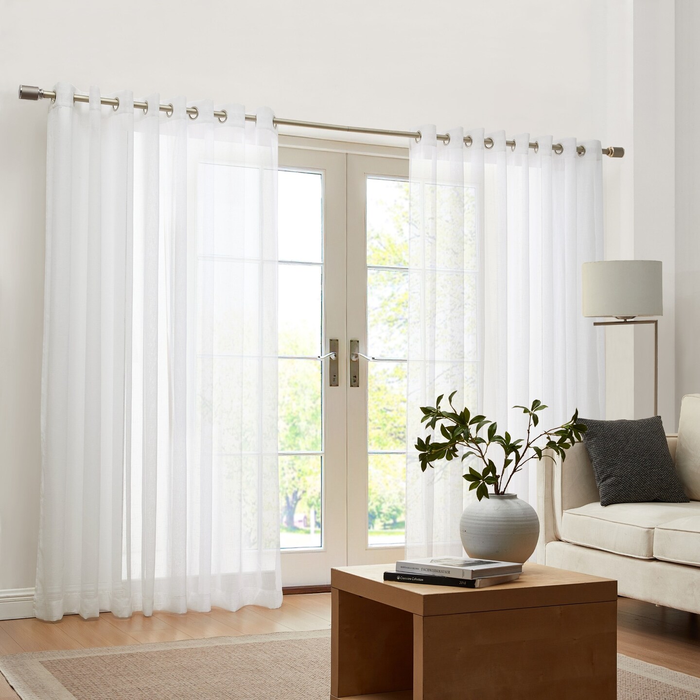 Threadmade Home Carmen Sheer Extra Wide Indoor/Outdoor Sheer Window Curtain, White - 114"W x 84"L