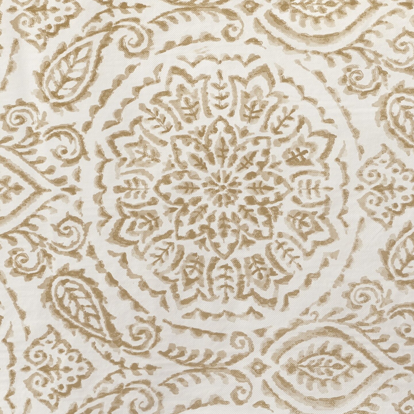 Threadmade Home Savannah Boho Paisley Printed Vinyl Indoor/Outdoor Tablecloth, Taupe - 60"W x 102"L