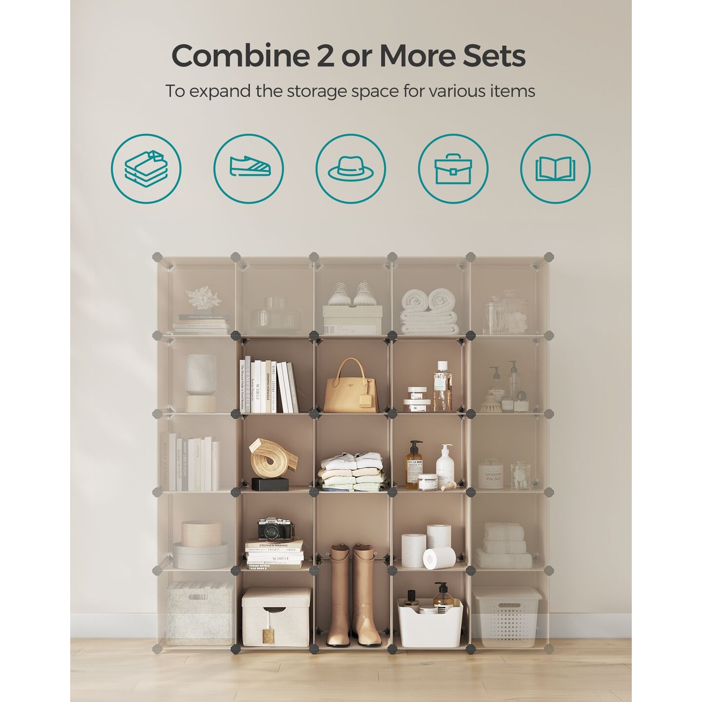 Cube Storage Organizer 12 Cube Modular Shelving Unit DIY Closet Storage Rack With Panels Room Divider Space Saving