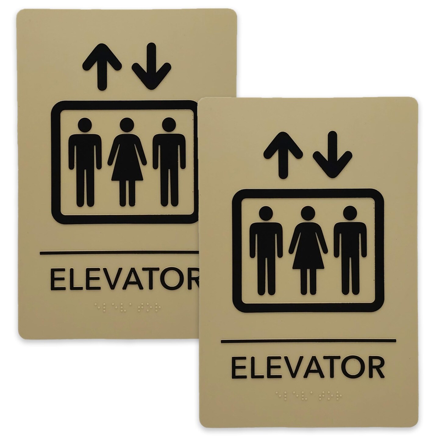 ADA-Compliant Wayfinding Signs – Durable, Non-Glare, Scratch-Resistant & Ready to Install. Featuring Grade 2 Braille & Raised Tactile Text, These Premade Signs Ensure Easy Compliance for Businesses 2 Pack