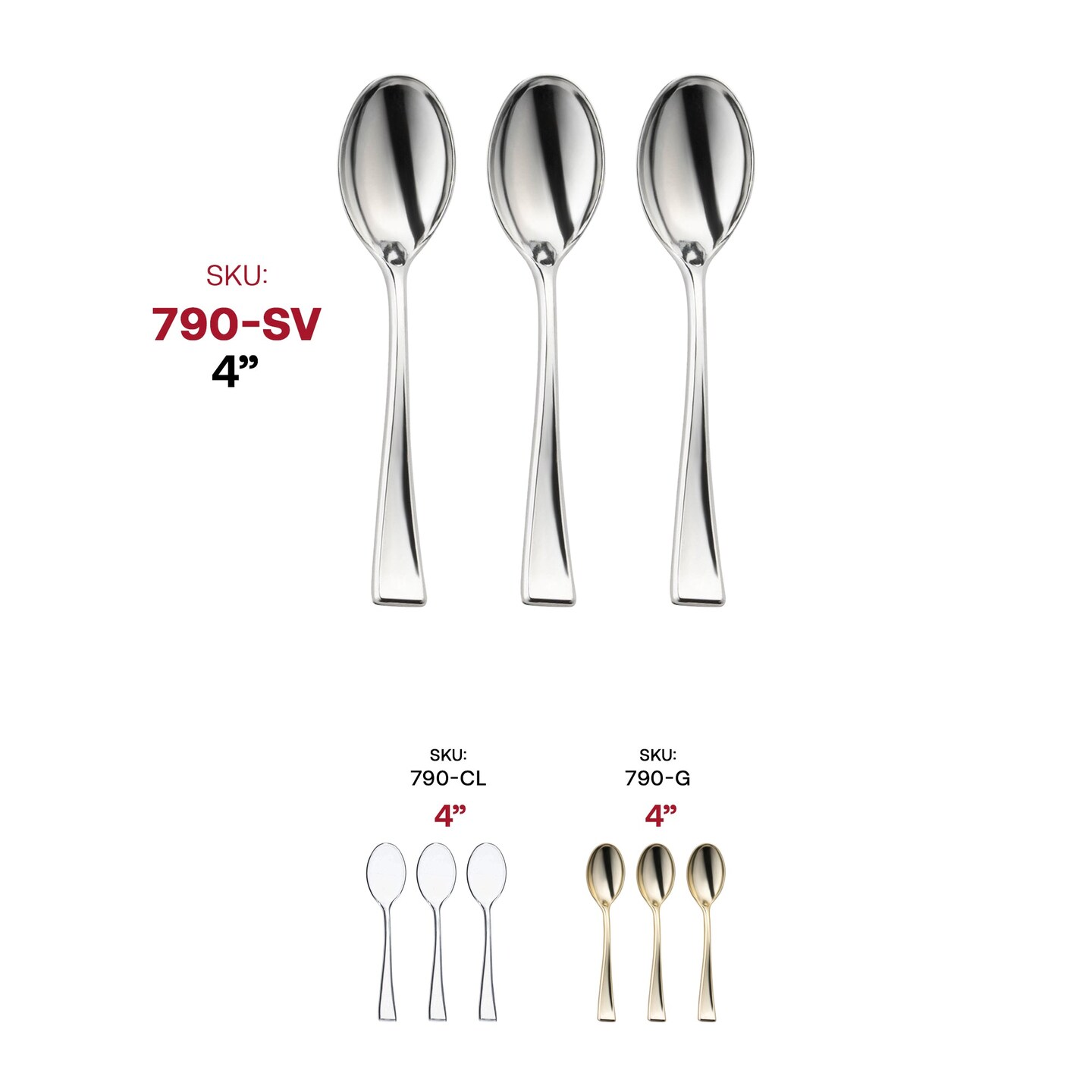 Shiny Metallic Silver Mini Plastic Disposable Tasting Spoons (960 Spoons)