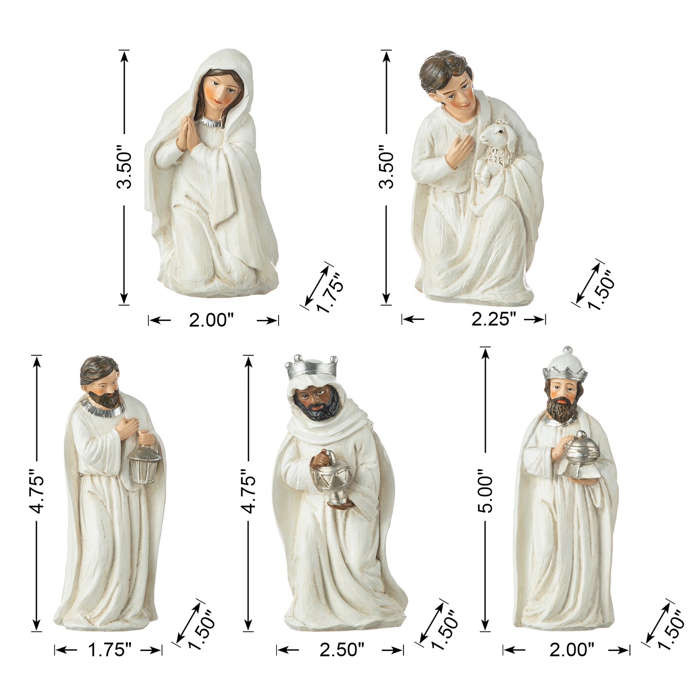 Set of 2 11pcs Ivory Resin Nativity Figurine Set