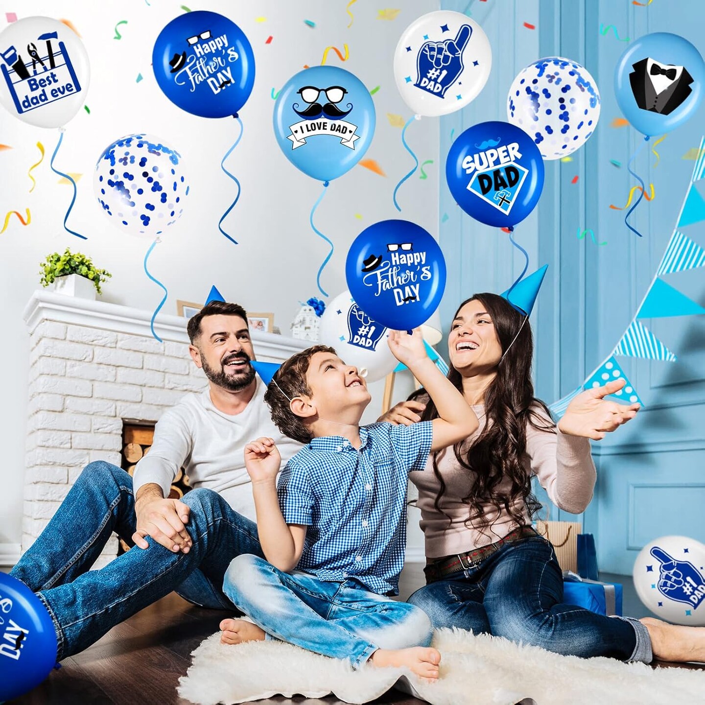 50Pcs Father&#x2019;s Day Balloons &#x2013; 12-Inch Latex Balloons with I Love You &#x26; Best Dad Ever Prints