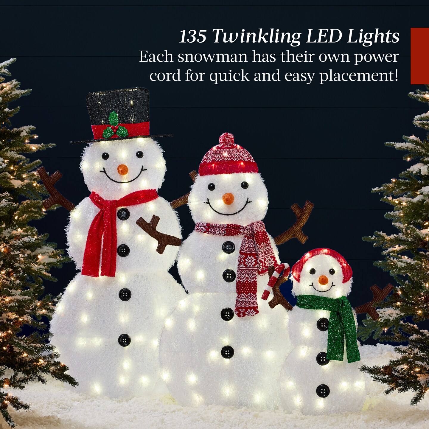 Best Choice Products 2D Lighted Snowman Family Set Outdoor Yard Décor w/ LED Lights
