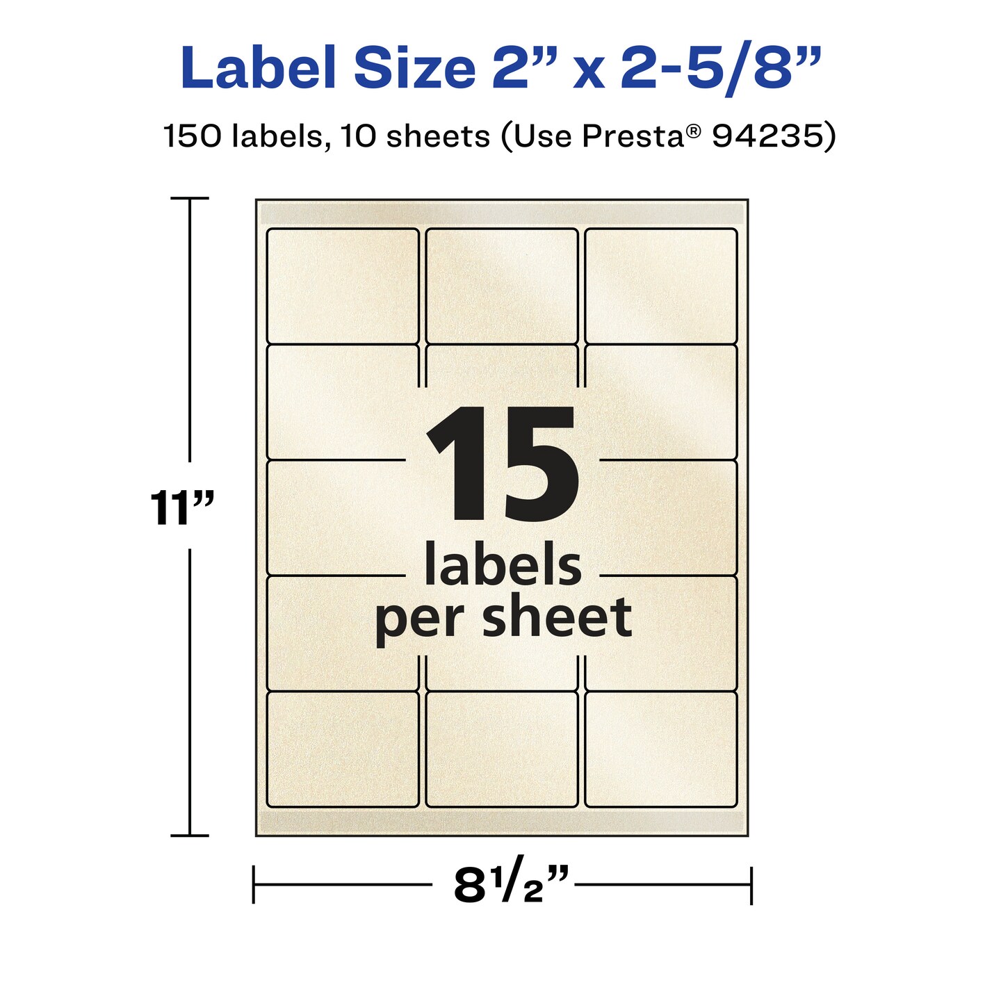 Avery Pearlized Ivory Rectangle Labels with Sure Feed Technology, 2" x 2-5/8"