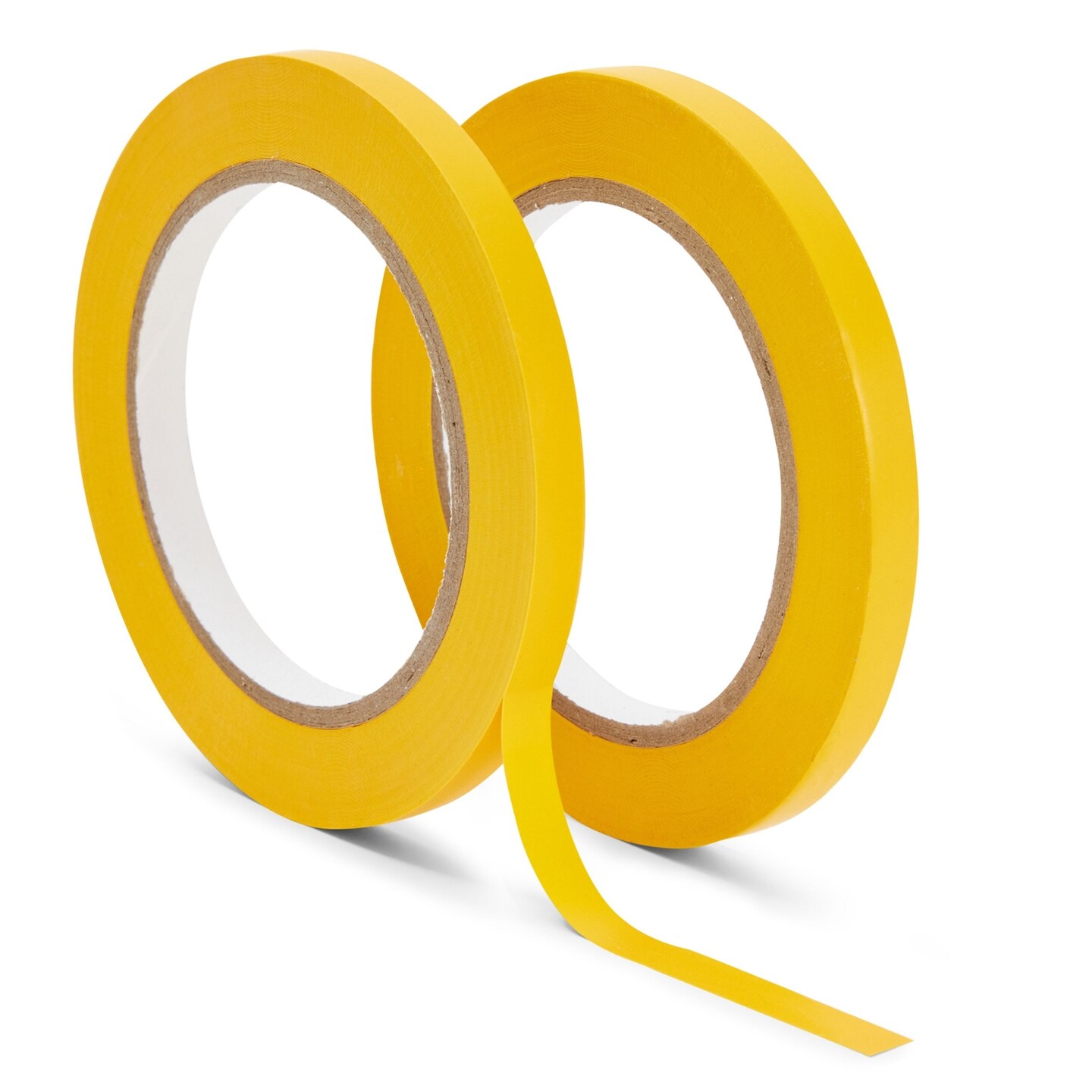 2 Rolls Vinyl Pinstripe Fine Line Tape, 3/8-Inch Wide by 36-Yards Long Each, Gym Floor Tape for Marking Warehouse Grid Lines (72 Yards Total, Yellow)