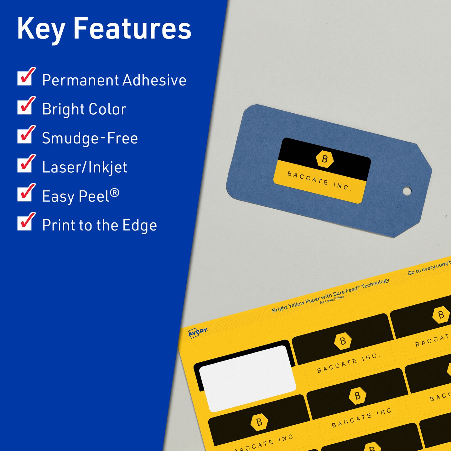 Avery Bright Yellow Paper Labels, 1&#x22; x 2&#x22; Rectangle