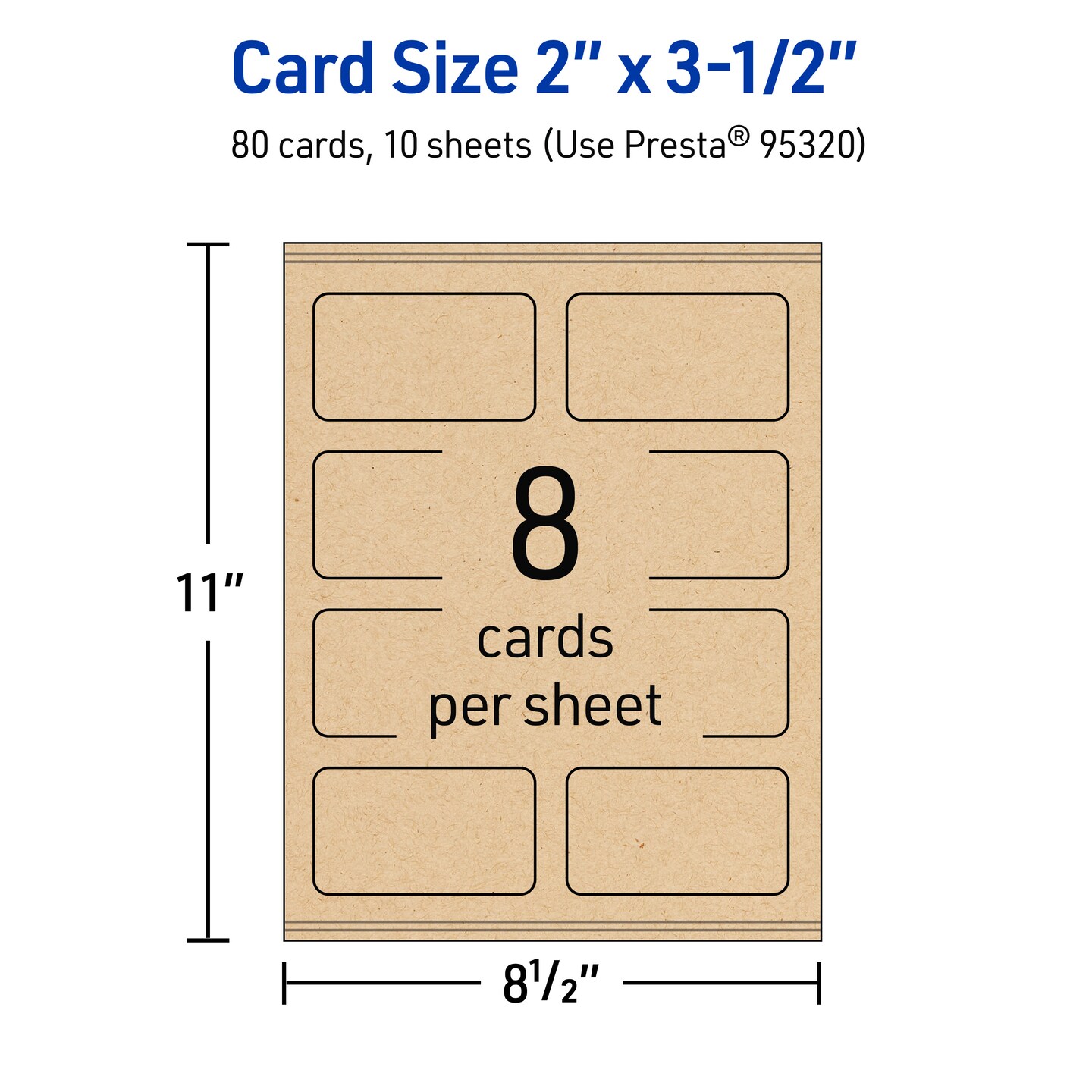 2&#x22; x 3-1/2&#x22; Rectangle Rounded Corners, Kraft Brown Business Cards