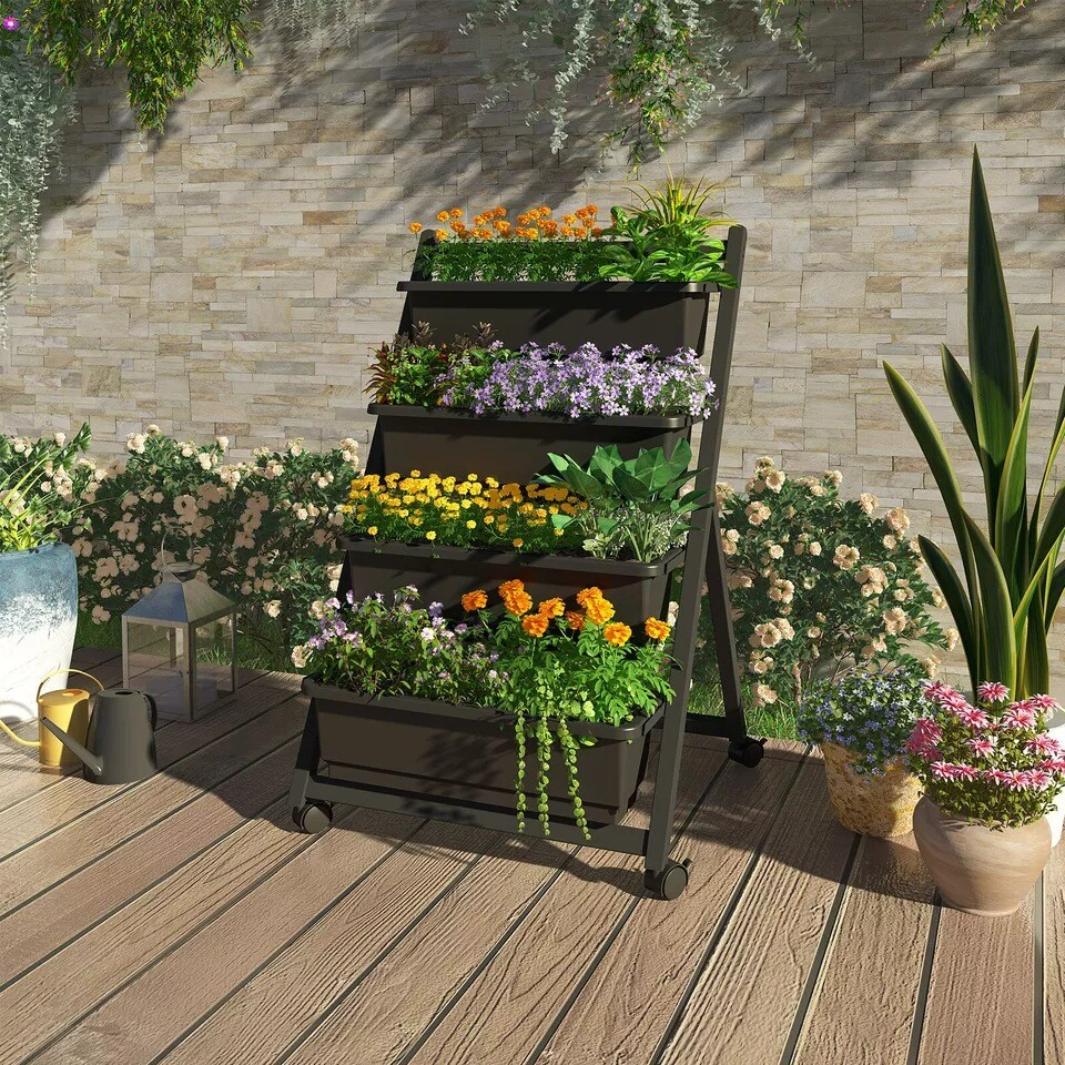 FLEXIMOUNTS Vertical Raised Garden Bed 4Ft Freestanding Elevated Garden Planters