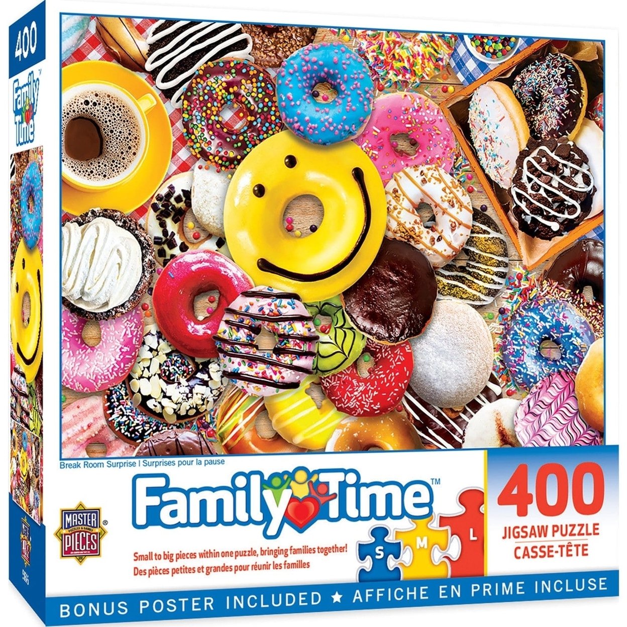 Family Time Break Room Surprise 400 Piece Jigsaw Puzzle Fun Donuts Theme