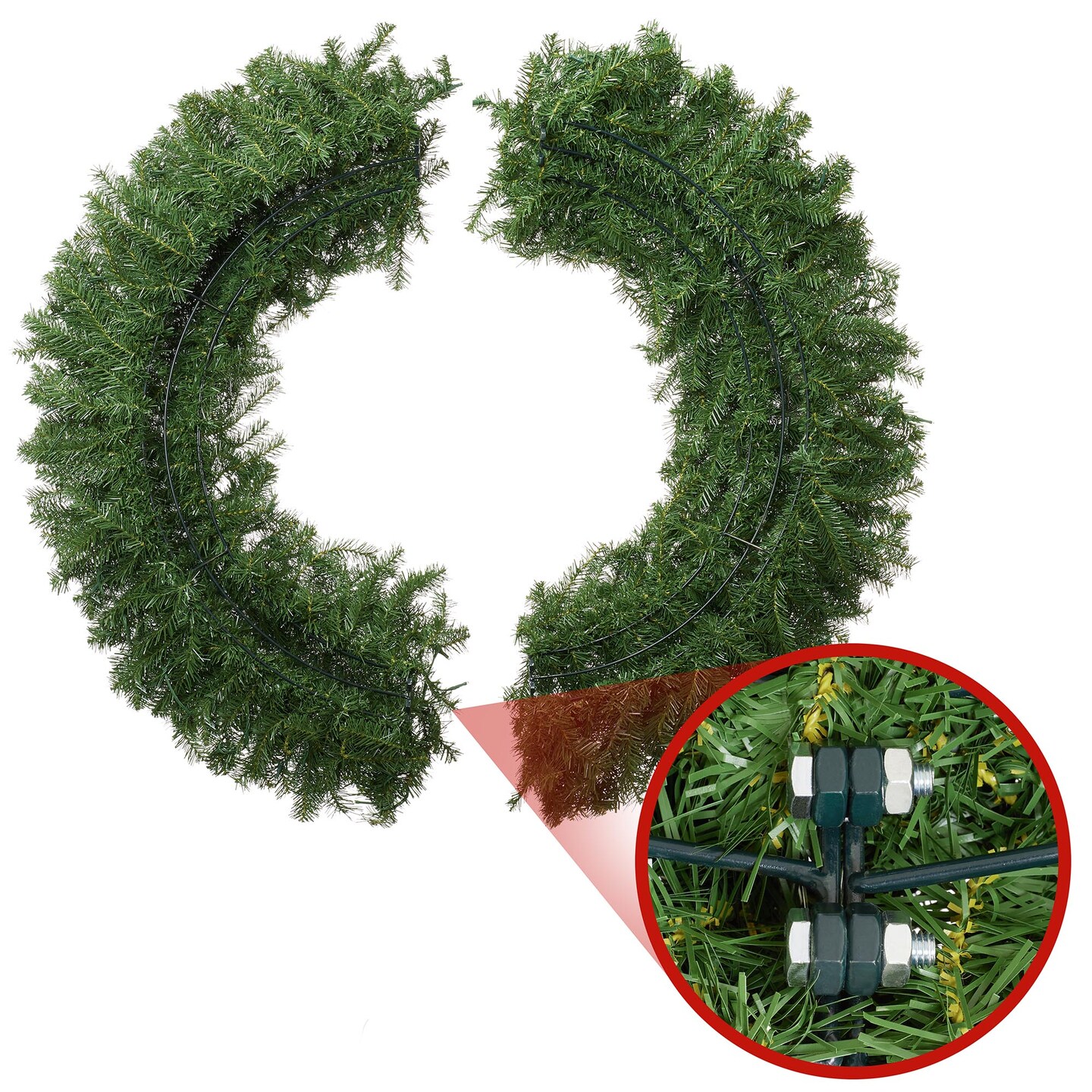 Casafield Green Fir Artificial Christmas Wreath for Front Door, Window or Mantel, Indoor/Outdoor Holiday Decor, 48 Inches