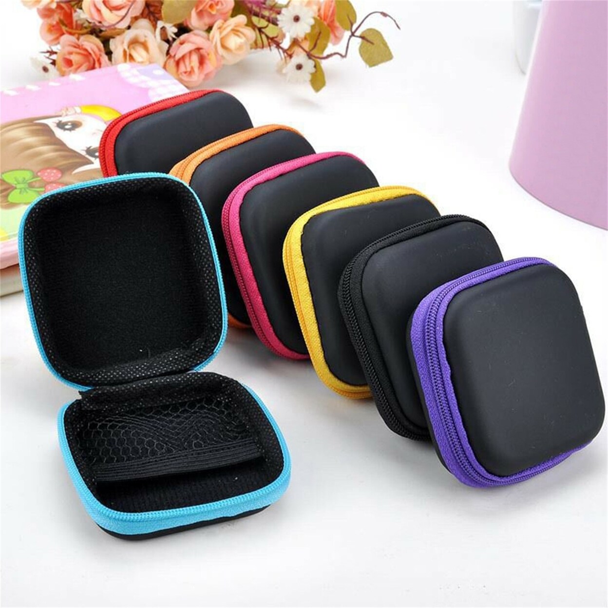 Headphone Bag Portable Zipper Closure Eva Large Capacity Earphone Case Earphone Accessories