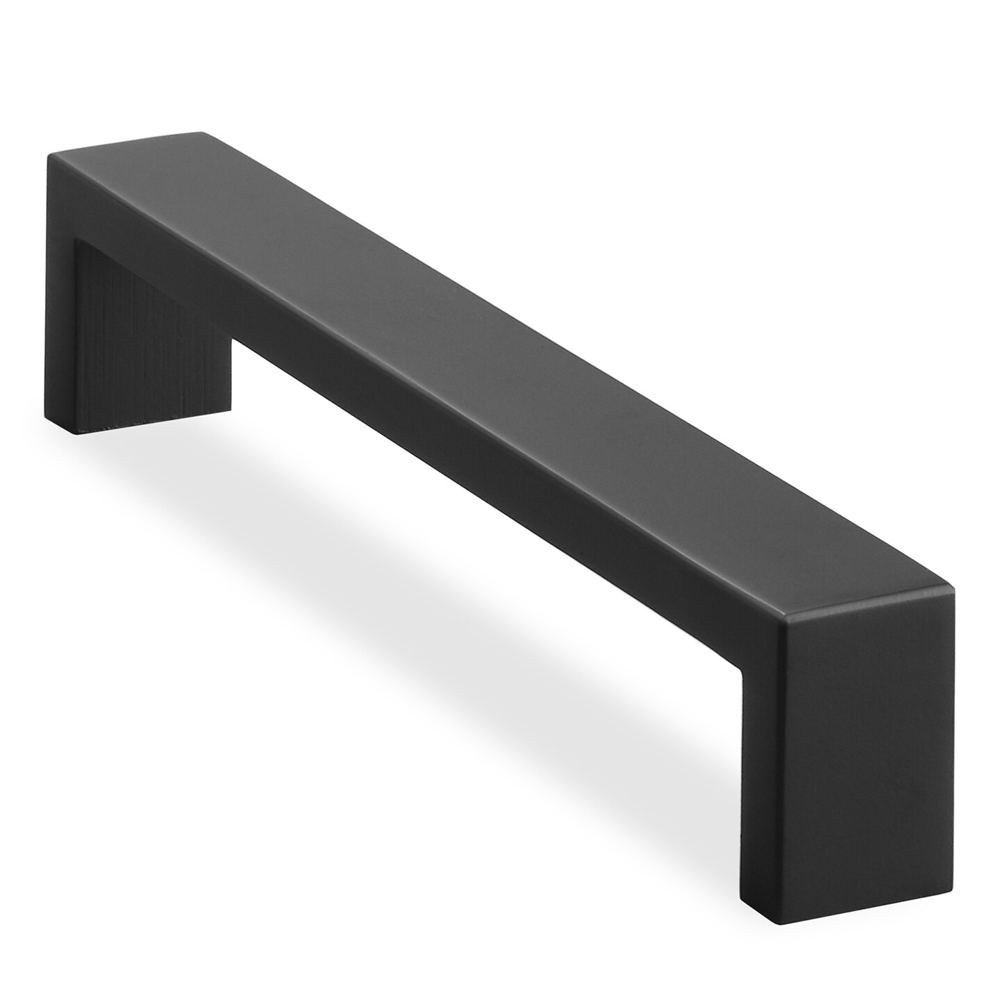 Cauldham Solid Stainless Steel Cabinet Hardware Square Pull Matte Black (6-1/4&#x22; Hole Centers) - 10 Pack