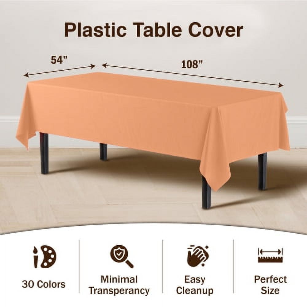 Exquisite 12-Pack Premium Plastic Tablecloth 54in. x 108in. Rectangle Plastic Table Cover