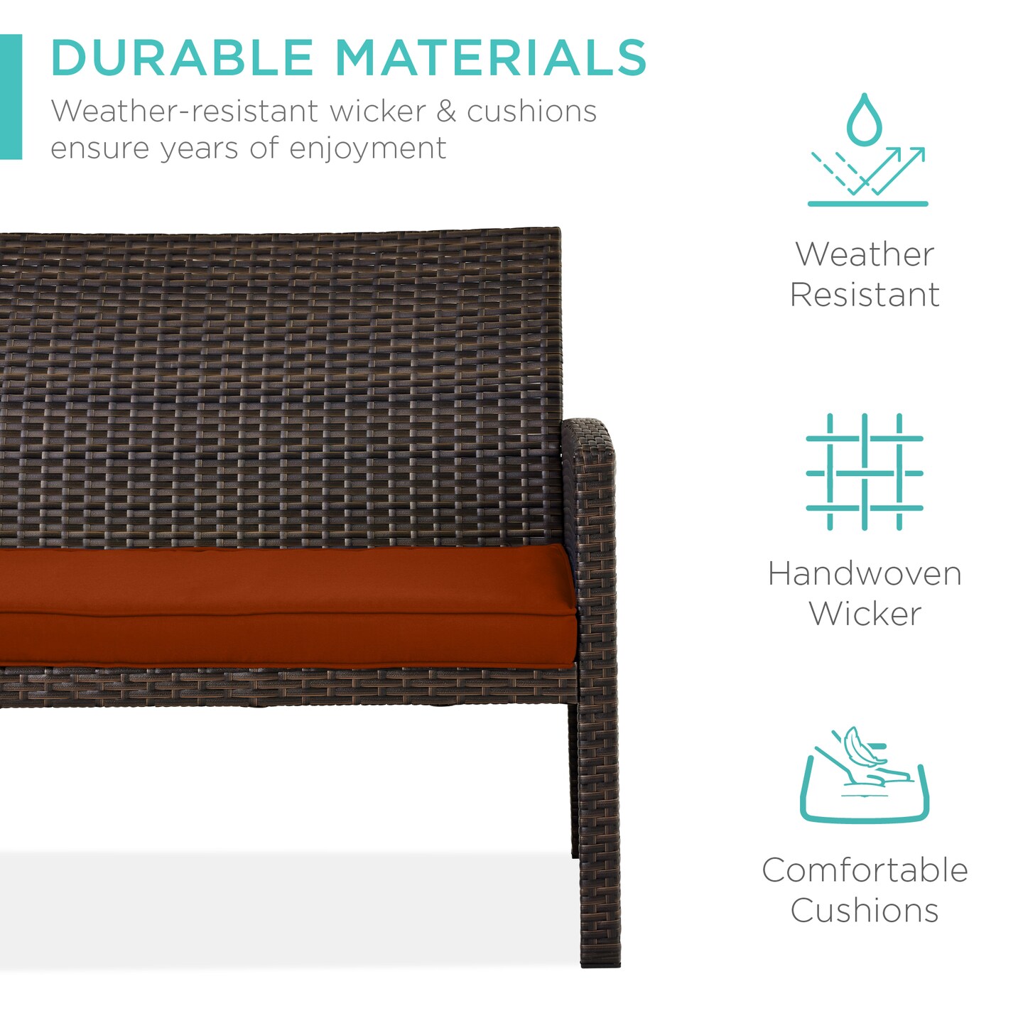 Best Choice Products 4-Piece Outdoor Wicker Patio Conversation Furniture Set w/ Table, Cushions