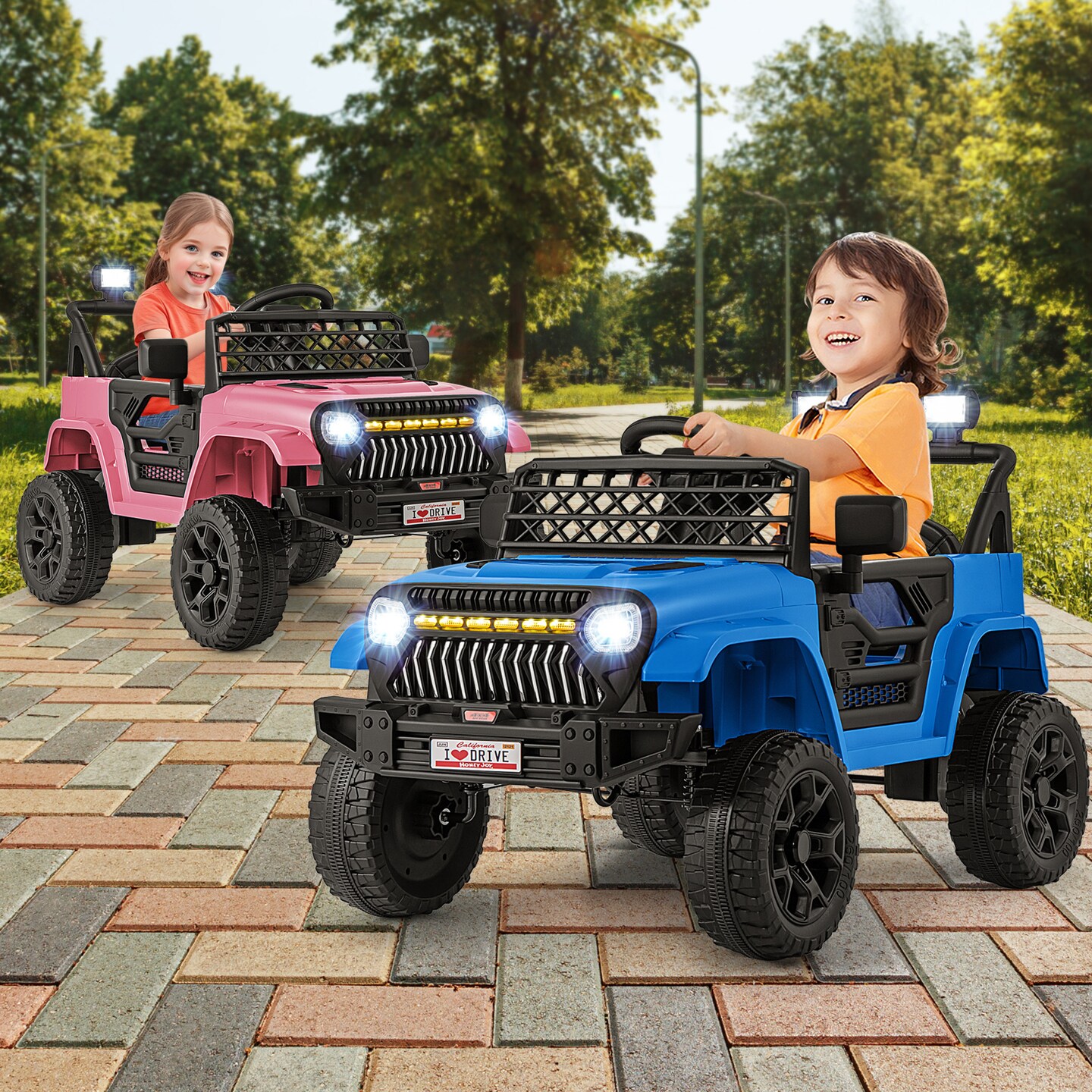 12V Ride-On Truck Car for Kids with Parental Remote, Music Player, and LED Lights