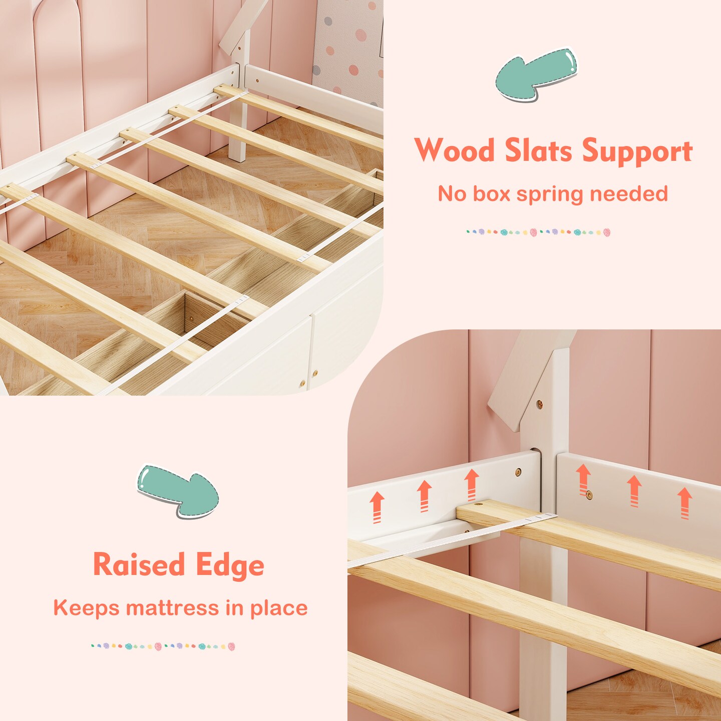 Wooden House Bed with Storage Drawers and DIY Playhouse Design for Kids