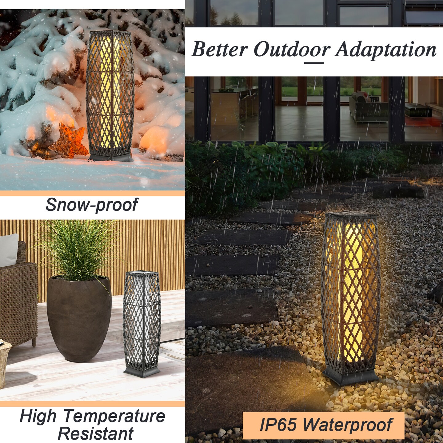 2 Pieces Solar-Powered Diamond Wicker Floor Lamps with Auto LED Light Perfect for Outdoor Use