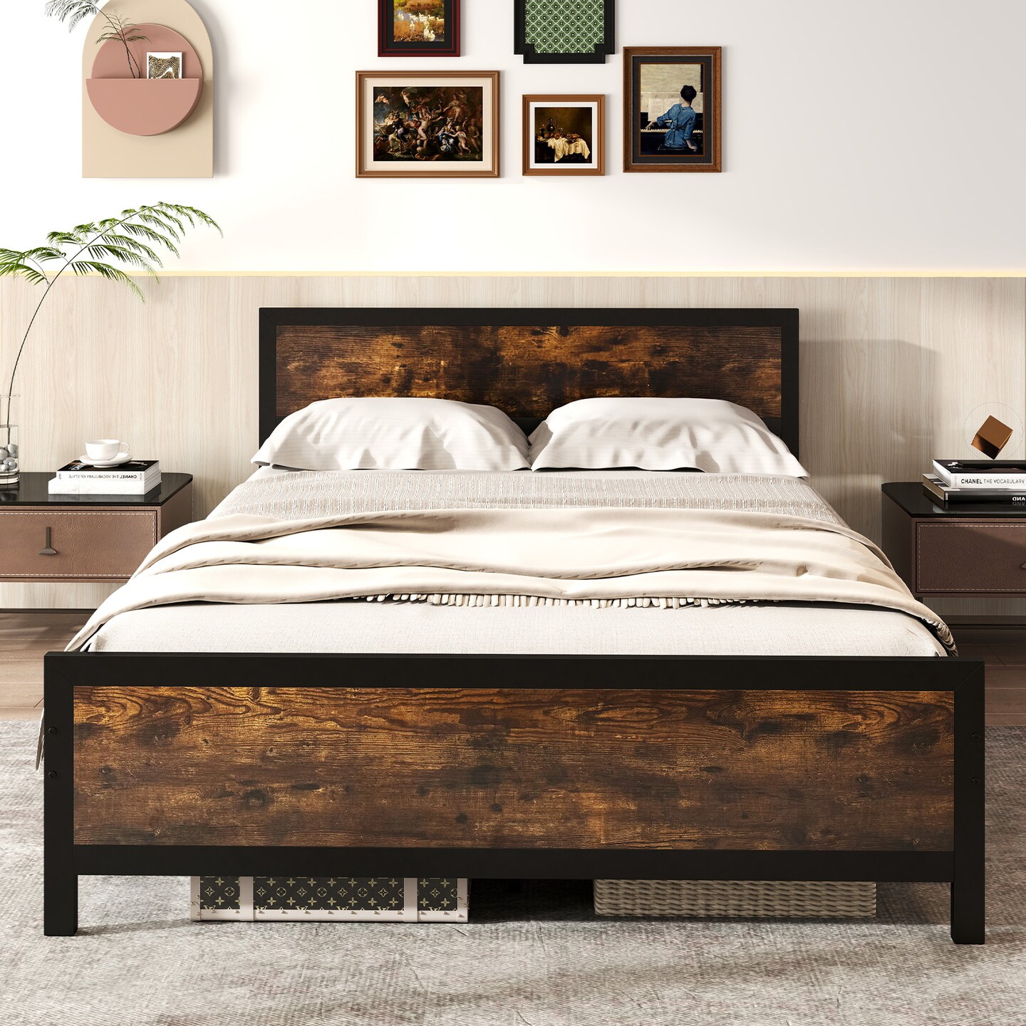 Metal Bed Frame with Headboard and Footboard-Twin Size