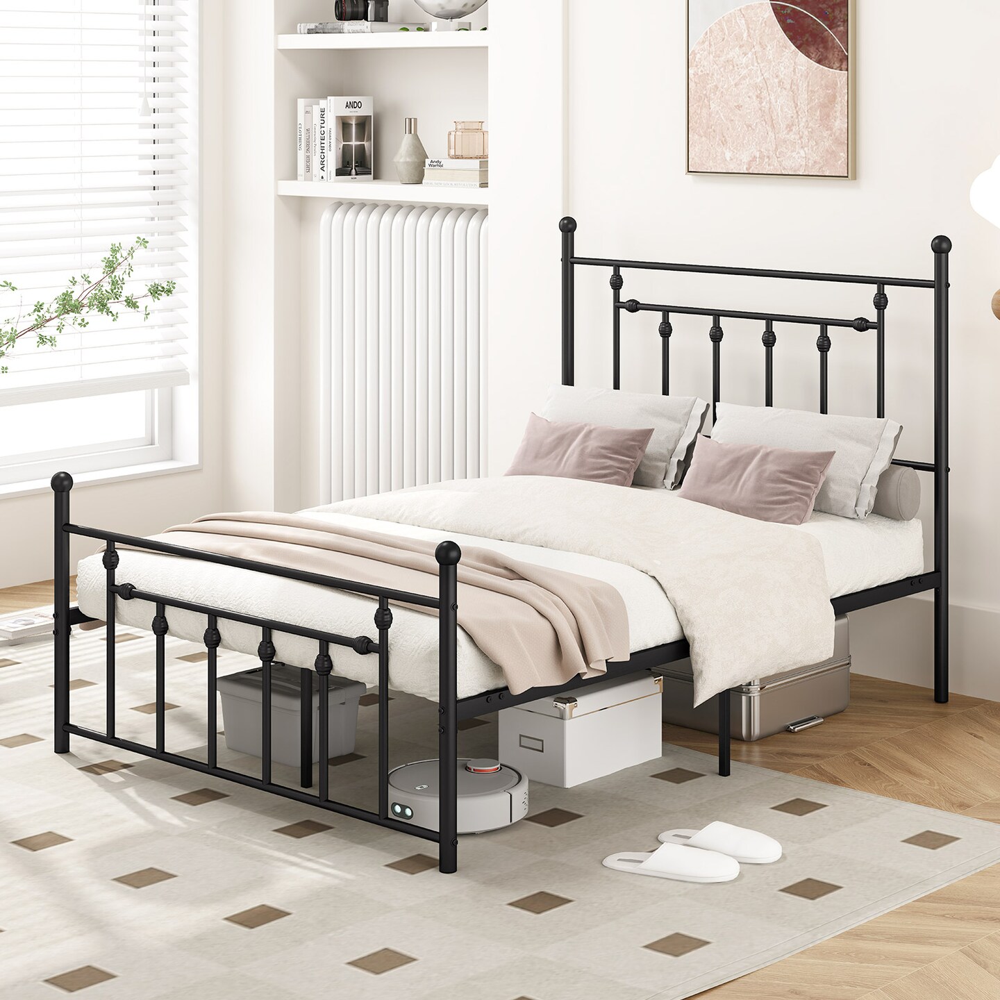 Heavy-duty Metal Bed Frame with Headboard