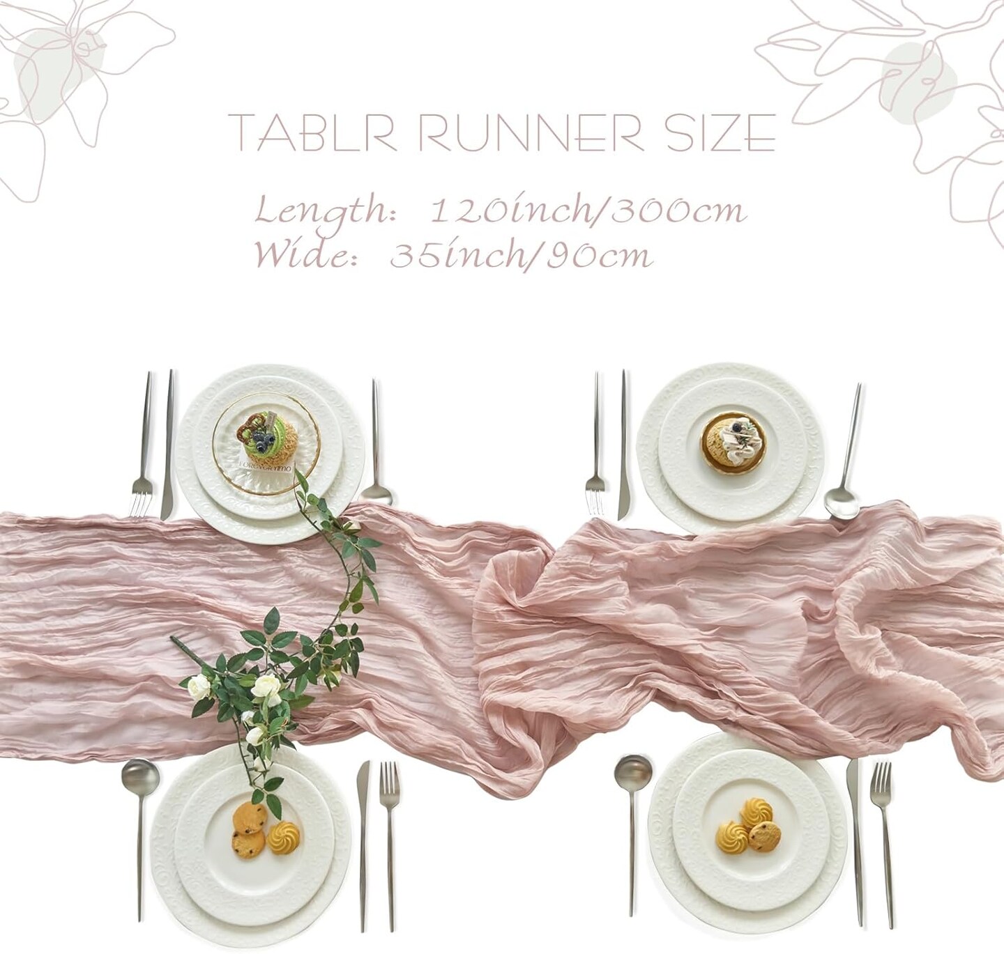 2 Pcs Cheesecloth Table Runner - 10ft Dusty Pink Boho Gauze Cheese Cloth Table Runners