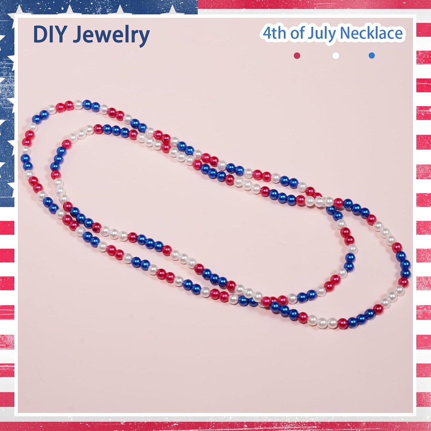 1500pcs Red White and Blue Beads