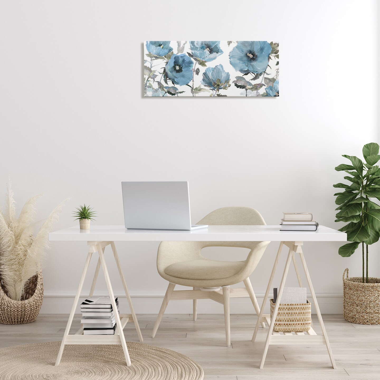 Stupell Industries Blue Poppies on White Canvas By Theresa Heidel