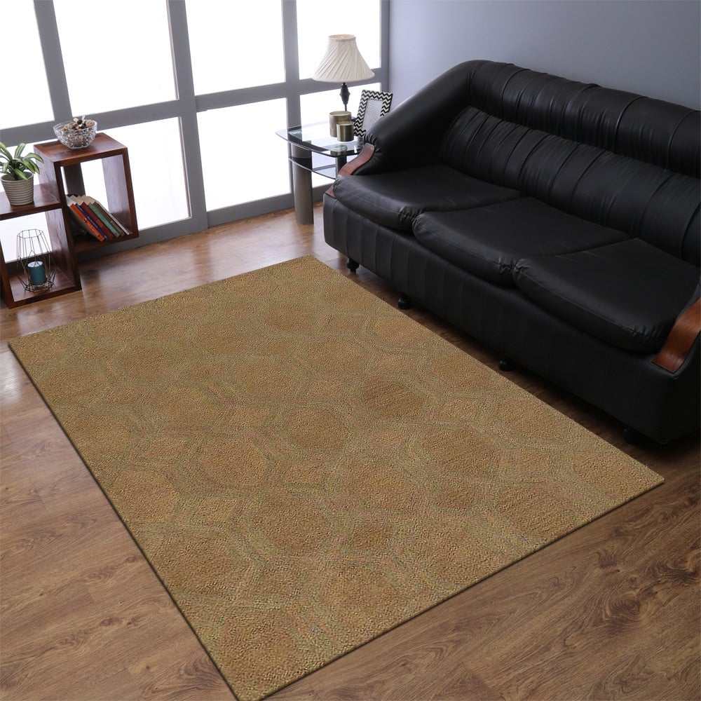 Hand-Tufted Wool Area Rug 5X8 Contemporary Beige K01005 Eco-Friendly Design
