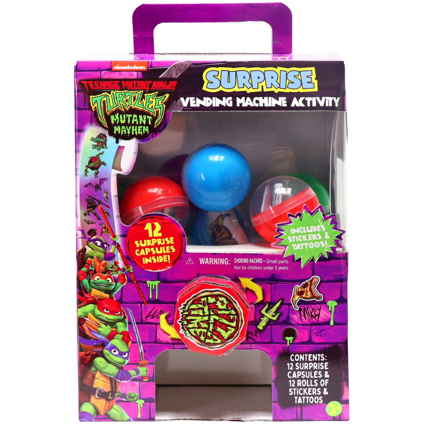 Tara Toy: Surprise Vending Machine Activity: TMNT - 12 Surprise Capsules, Sticker &#x26; Tattoo Rolls, Nickelodeon, Teenage Mutant Ninja Turtles, Kids 3+