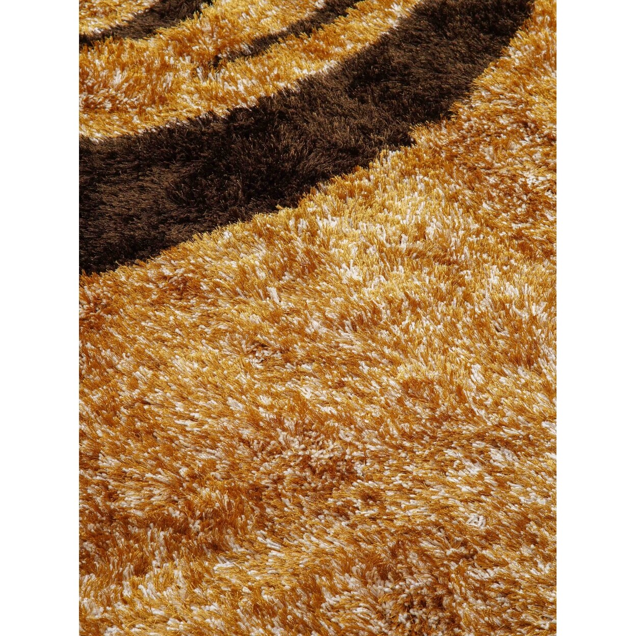 Rugsotic Hand Tufted Shag Polyester Area Rug 8X10 Contemporary Gold Brown K00048