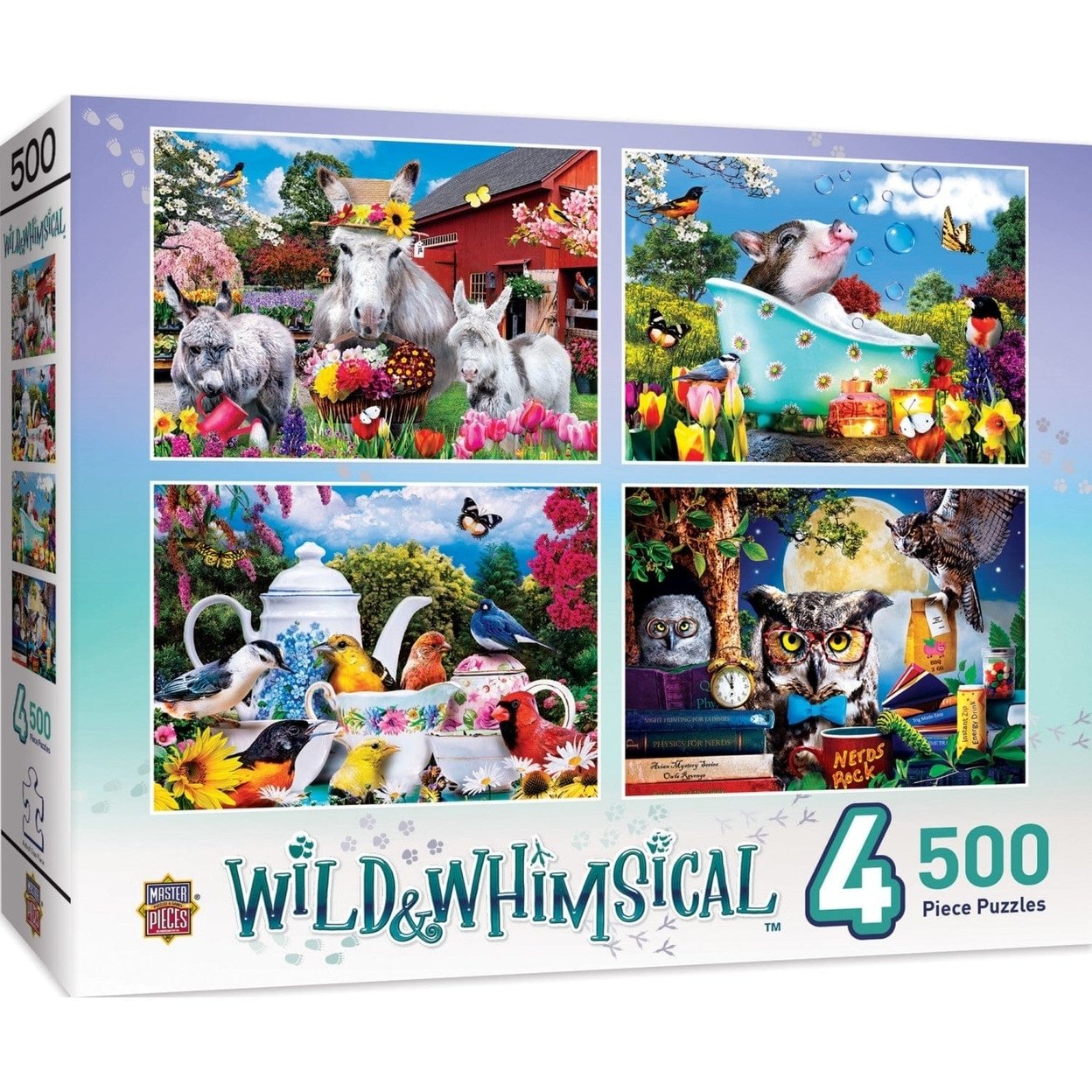Masterpieces Wild And Whimsical 4 Pack 500 Piece Animal Jigsaw Puzzles