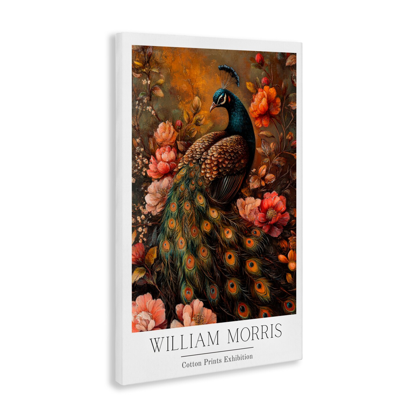 Stupell Industries Vintage Morris Inspired Red Peacock Canvas, design by Petal Prints Design