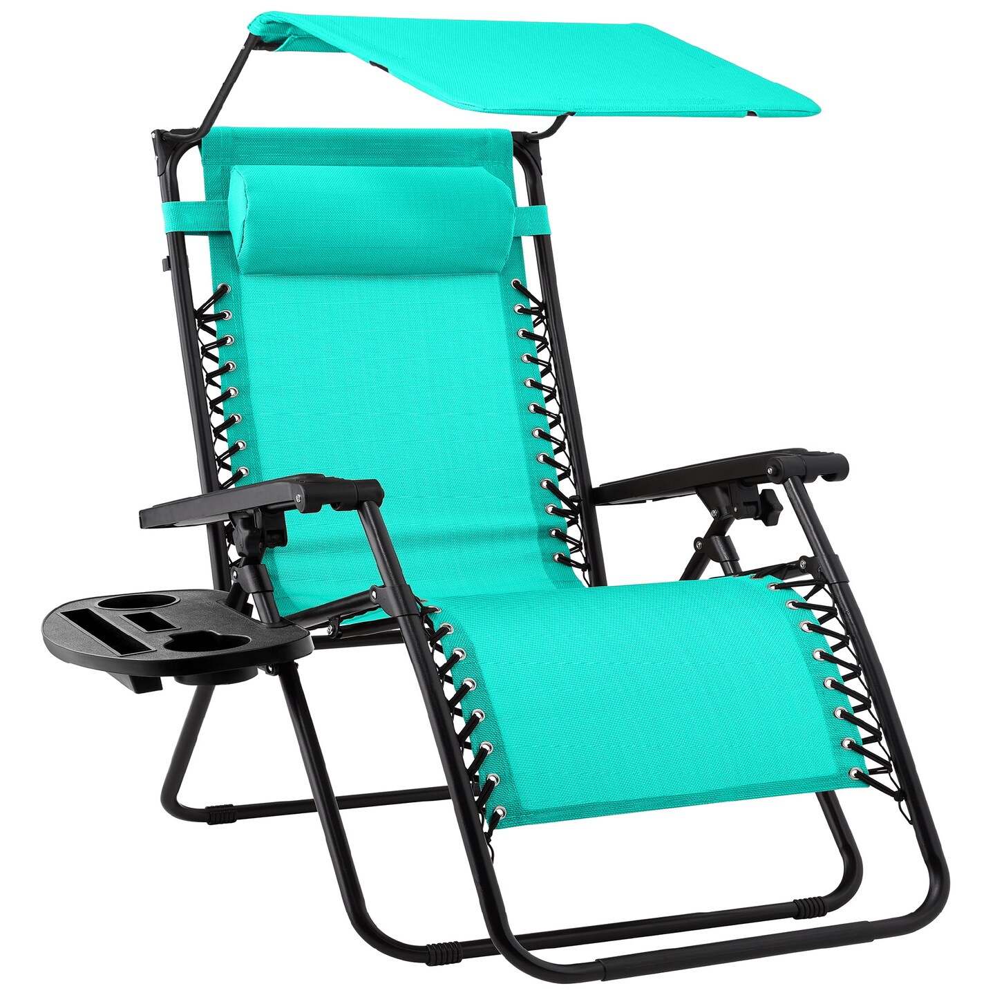 Best Choice Products Folding Zero Gravity Recliner Patio Lounge Chair w/ Canopy Shade, Headrest, Tray