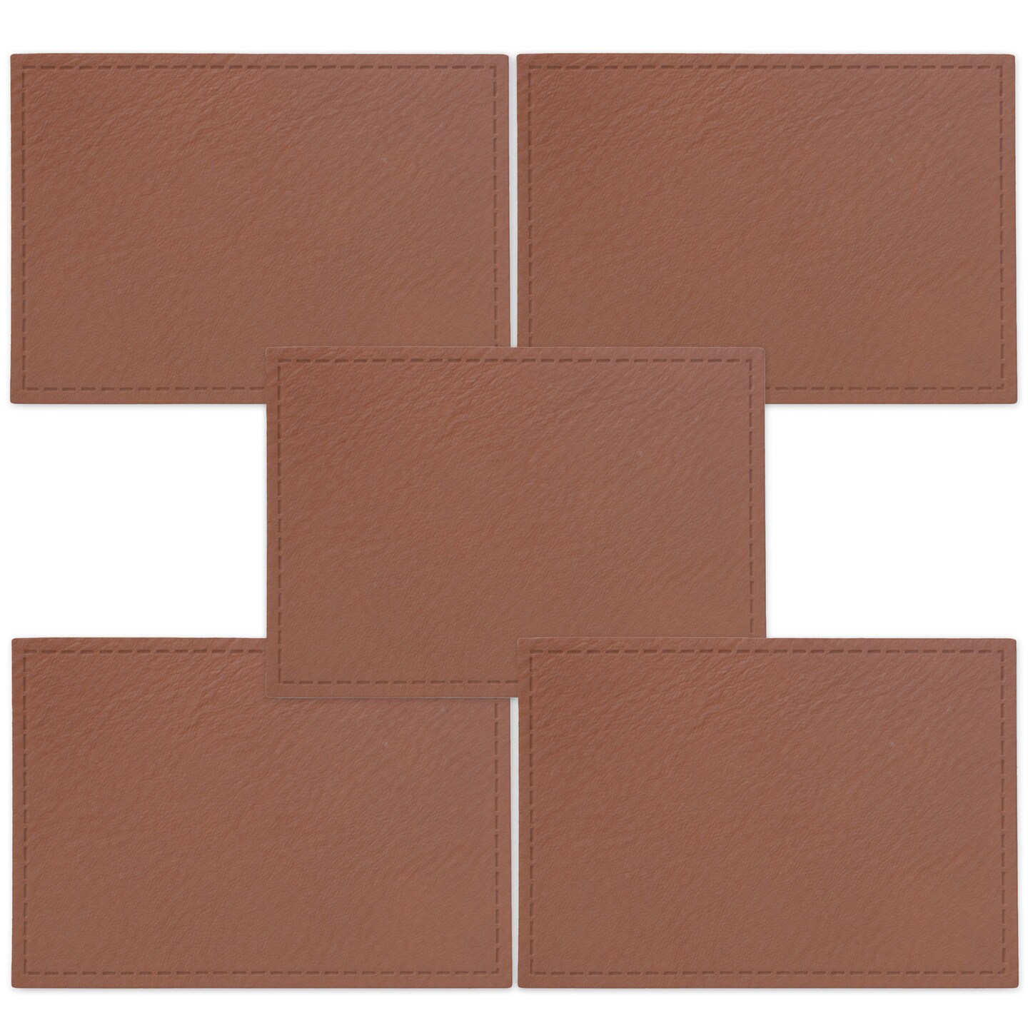 Engravable Leather Patch Blanks for Hats, Jackets & Bags – Laserable Faux Leather Patches with Adhesive & Stitch – Leatherette Apparel Patches (Rectangle, 5 Pack)