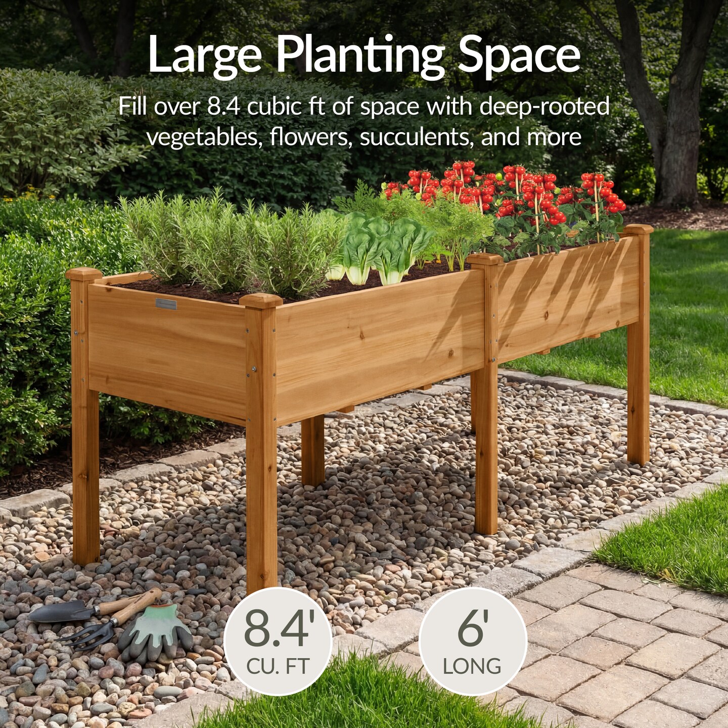 Best Choice Products 72x24x30in Raised Garden Bed, Elevated Wood Planter Box for Patio w/ Divider Panel