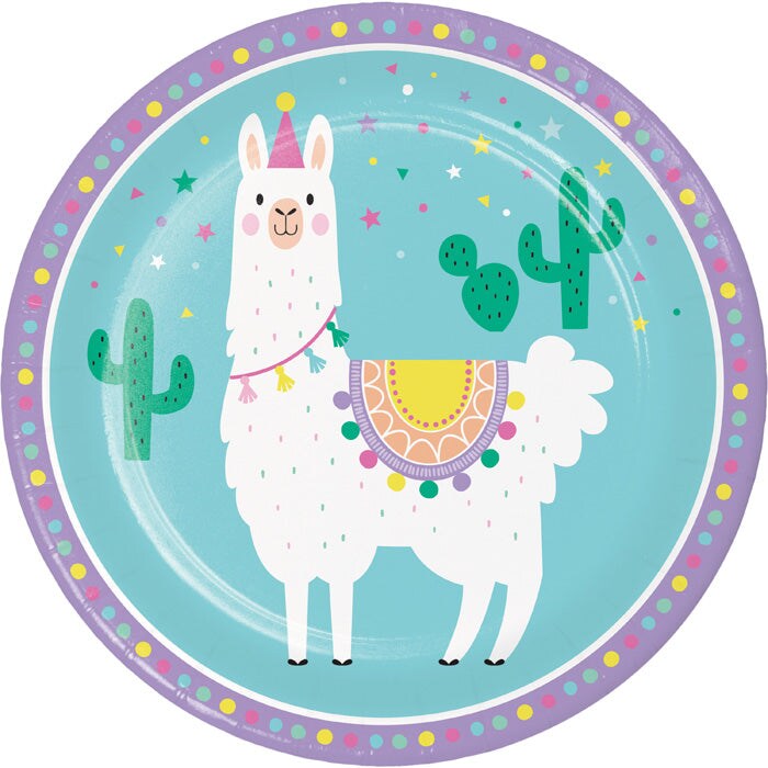 Llama Party Paper Plates (8/Pkg)