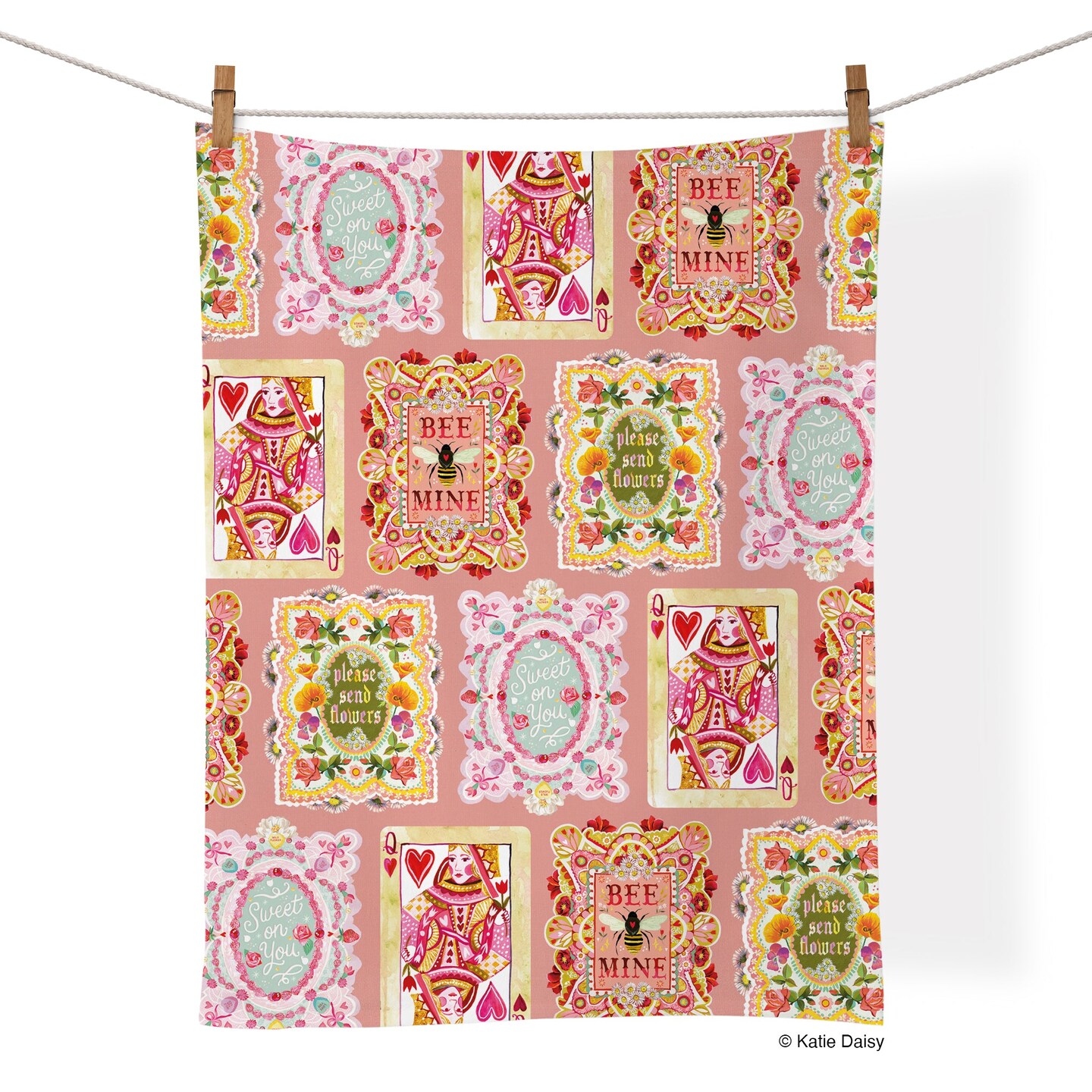 Vintage Valentines 100% Cotton Tea Towel