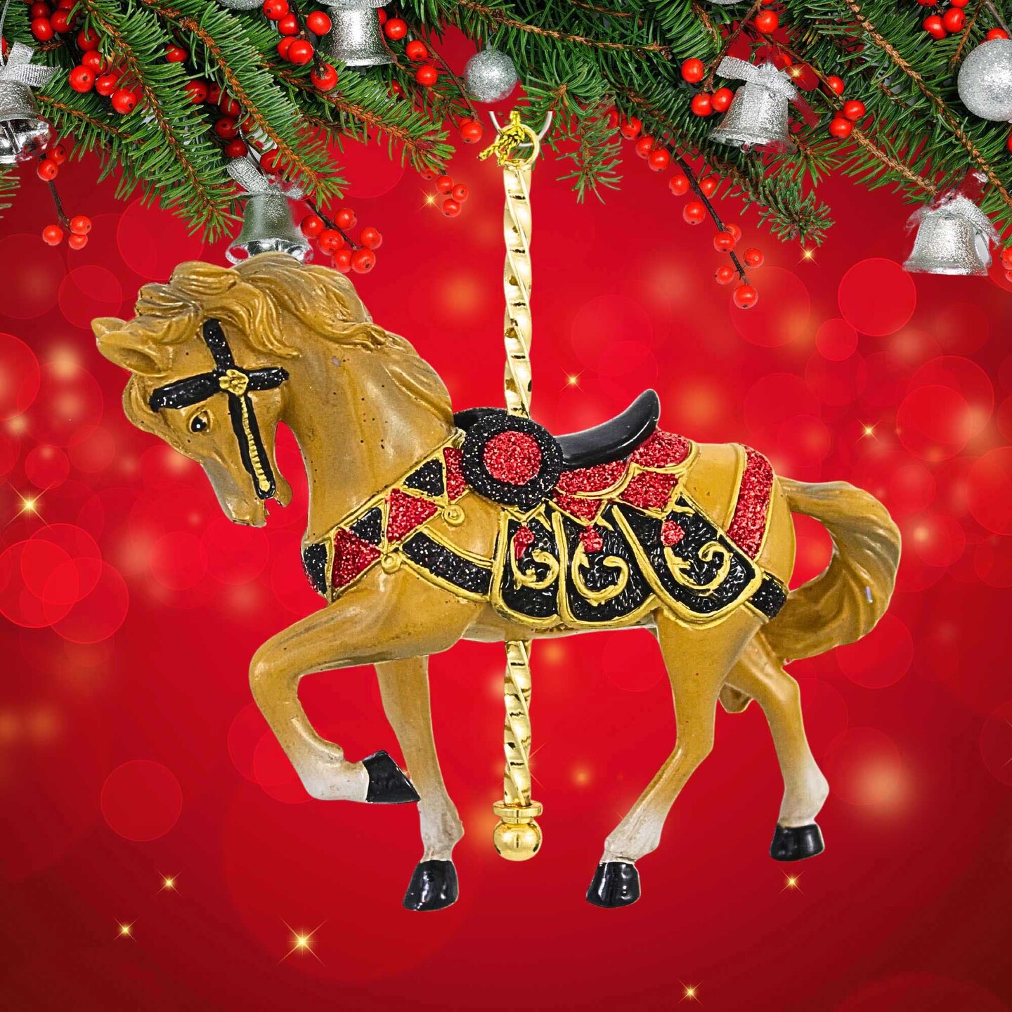 Kurt S. Adler 3.75 In Carousel Animal Christmas Tree Ornament , Pole Animal Circus