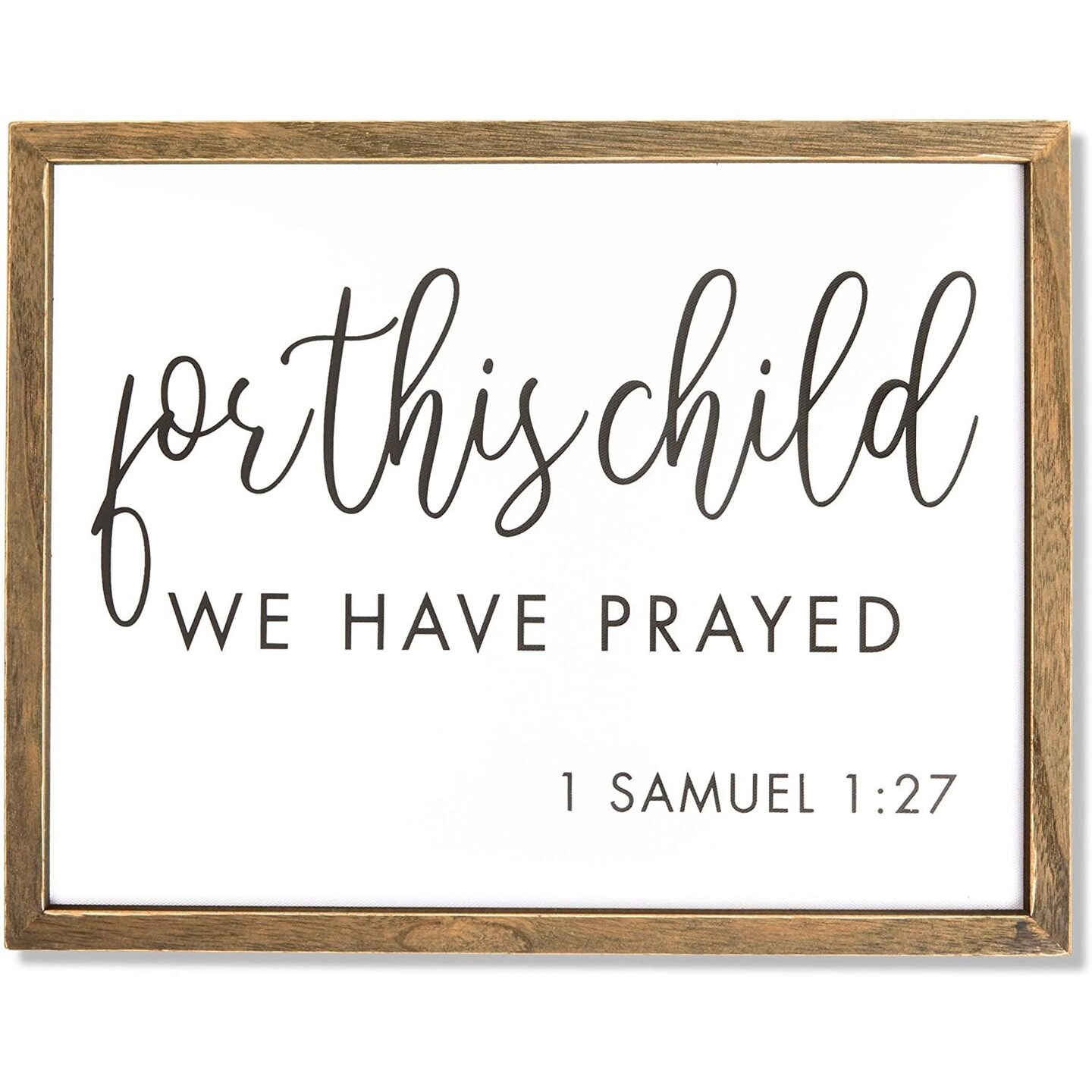 Farmlyn Creek Christian Wall Art, Scripture Sign, Nursery Wall Decor for Baby Room, Playroom, or Religious Home Accent, Bible Verse with 1 Samuel 1 27 For This Child We Have Prayed, 15x11.75 Inch