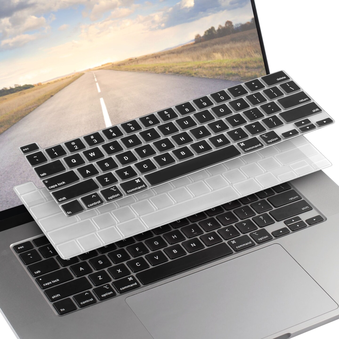Insten 2 Pack Keyboard Cover Protector Compatible with 2020 Macbook Pro 13&#x22;, Ultra Thin Silicone Skin, Tactile Feeling, Anti-Dust, Clear &#x26; Black