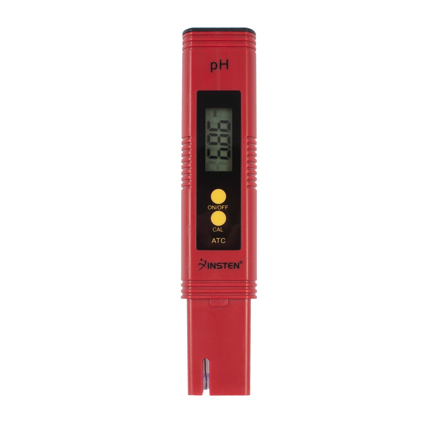 Insten - Digital pH Meter Tester Pen for Water Hydroponics, High Accuracy, Pocket Size, 0-14 pH Measurement Range, Red