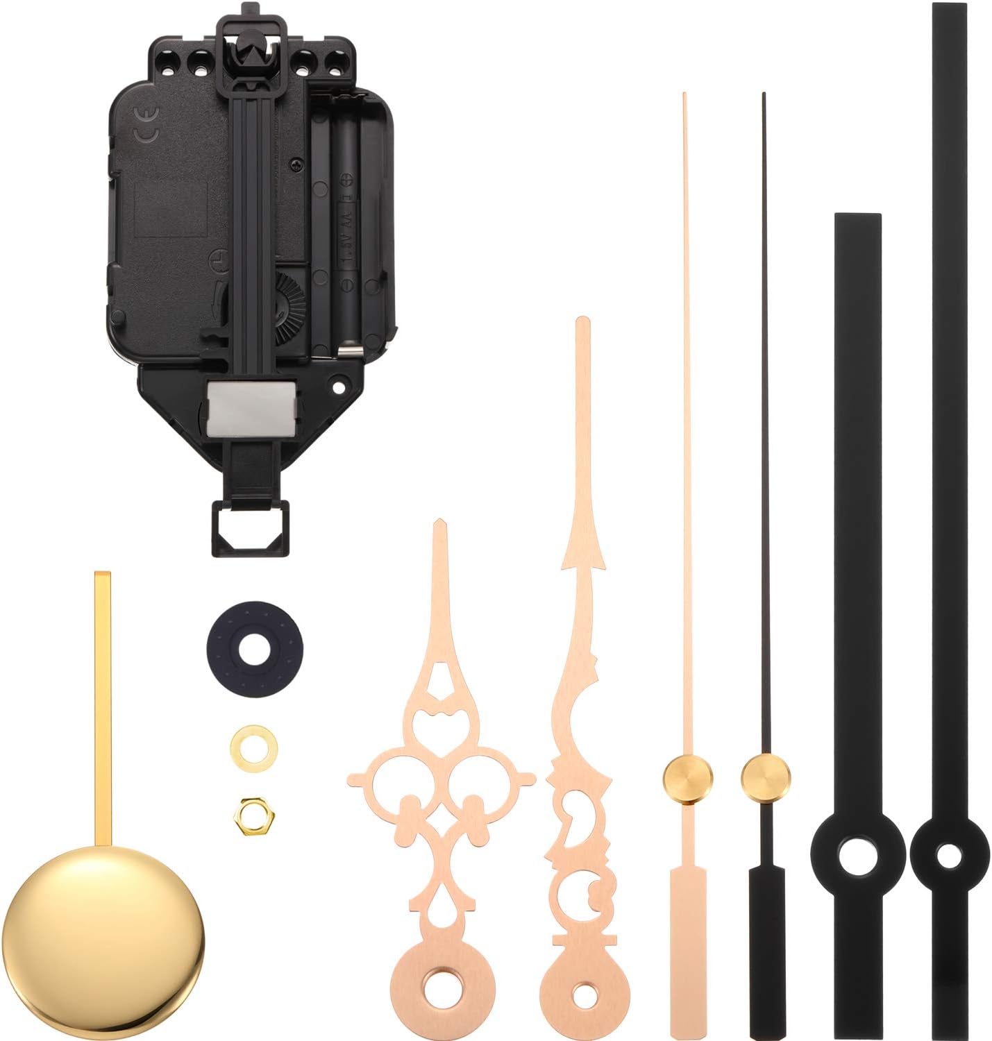 Hicarer Quartz Pendulum Clock Movement DIY Movement Kits with 2 Pairs Hands and Pendulum