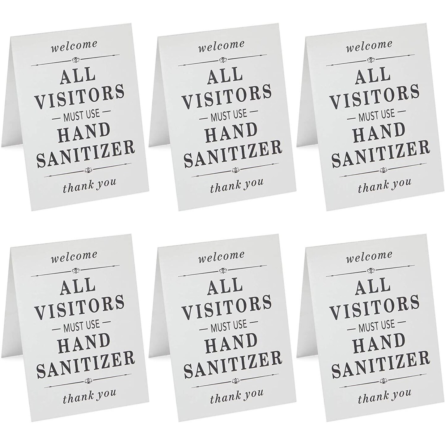 Double-Sided Metal Safety Signs, All Visitors Must Wash Hands (5x7 In, 6 Pack)
